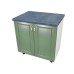 Masca pentru chiuveta cu 2 usi 80 cm Zebra, Alb/MDF Verde cu blat Beton, 80 x 85 x 60 cm